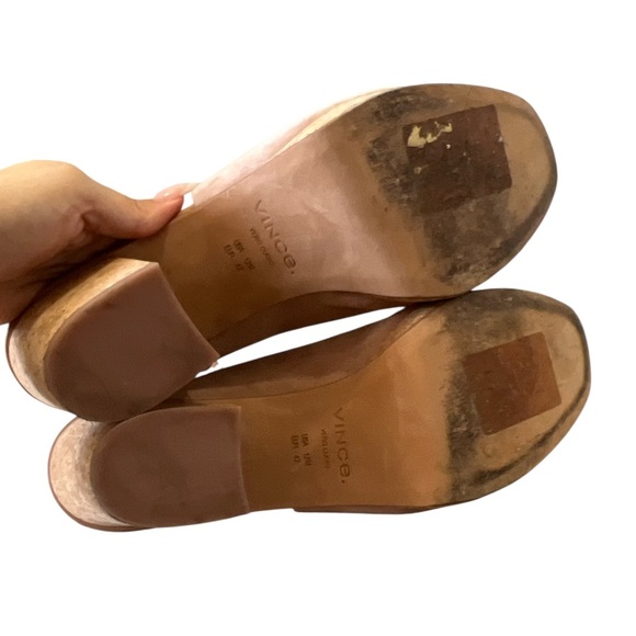 Vince Wyatt Platform Chunky Suede Cork Sandals in Oatmeal - Picture 6 of 7